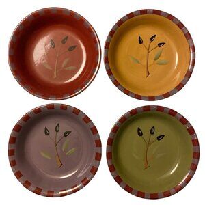 Set Of 4 Vtg Olivia Signature Debby Segura Olive Oil Dipping Bowls Plates 5.5”